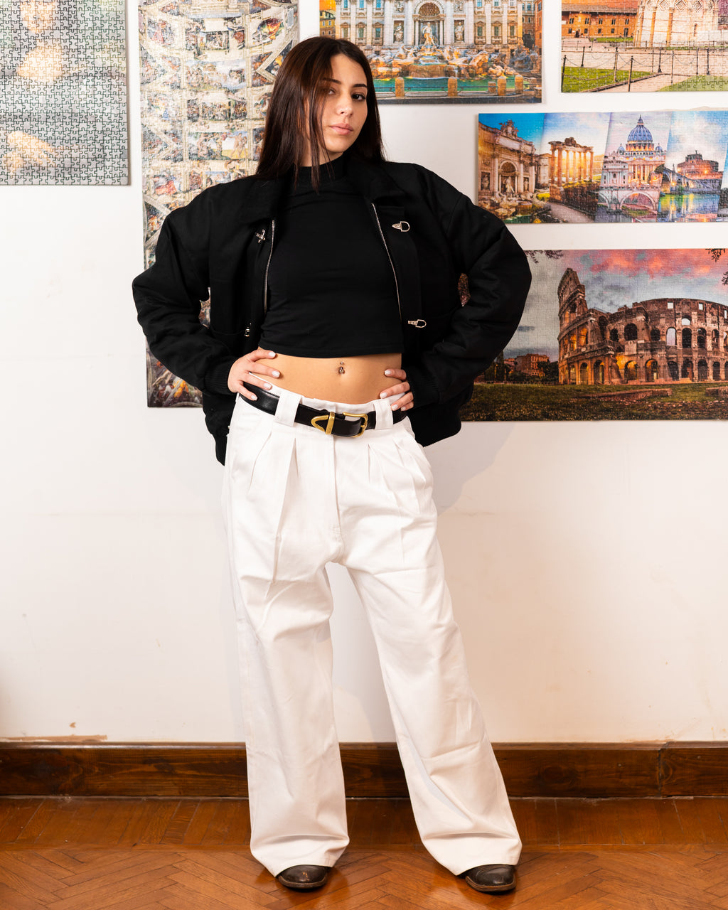 AZL Double Pleated Pants White